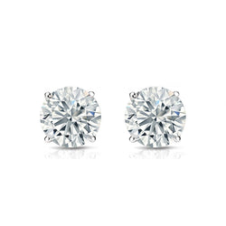 2ct Diamond Stud Earring Womens Studs 14k White Gold Mens Earrings Round Diamond ITALY Made