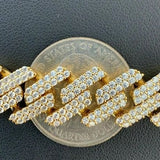 14K Gold Buss Down Stainless Steel Miami Cuban 12MM