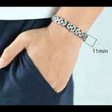 11mm Men's Silver Flat Byzantine Chain Necklace Bracelet Set Stainless Steel