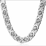 11mm Men's Silver Flat Byzantine Chain Necklace Bracelet Set Stainless Steel