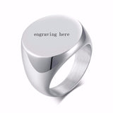 MENS STAINLESS STEEL ROUND SIGNET RING FOR MEN PINKY BAND STAINLESS STEEL MALE JEWELRY