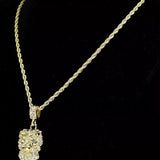 14K Gold Plated Iced Out Lion Head 20” Rope Chain