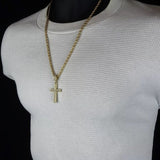 14K Gold Plated Cross On 24" Rope Chain
