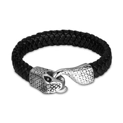 Mens Leather Steel Bracelet