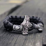 Mens Viking Mjolnir Leather Bracelet Thor hammer Wristband Norse Mythology