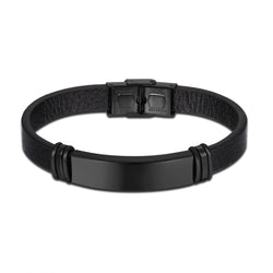 Mens Leather Steel Bracelet