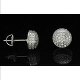 Screw Back Micro Pave Round Dome Earrings
