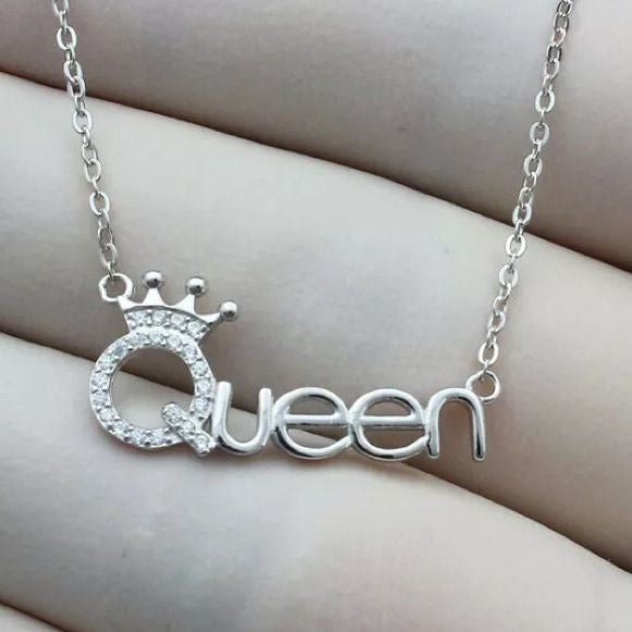 Solid 925 Silver Queen Necklace