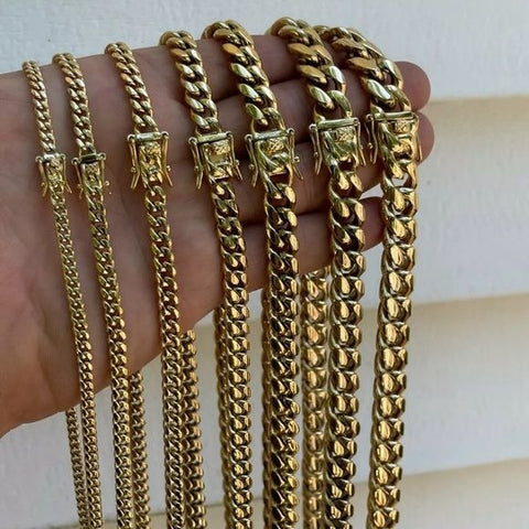 14K Gold Plated Stainless Steel Stamped Miami Cuban Chain - ALL SIZES –  Swag For The Low