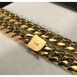 14K Gold Plated Stainless Steel Stamped Miami Cuban Chain - ALL SIZES available