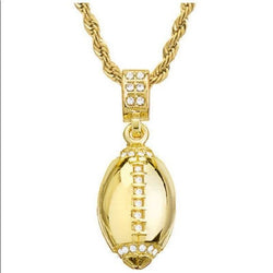 14K Gold Plated Football Pendant & 24" Rope Chain