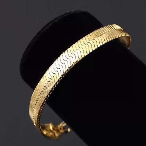 14K Yellow Gold Plated Herringbone Bracelet - Stamped 14K