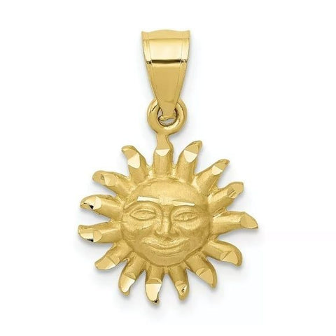 10K Yellow Gold Smiling Sunshine Charm Pendant