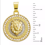 14K Gold Plated Lion Pendant With Cuban Chain