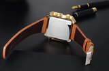 Mens Luxury Sport Square Leather Watch