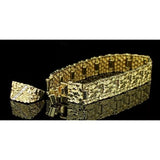 14K Gold Nugget Bracelet & Ring Luxury Set