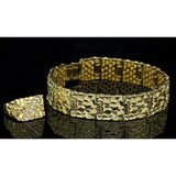 14K Gold Nugget Bracelet & Ring Luxury Set