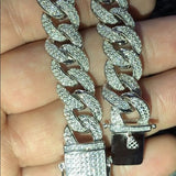 White Gold Solid Silver Miami Cuban Link Bracelet