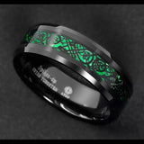 Tungsten Ring Celtic Carbon Fiber Wedding Band