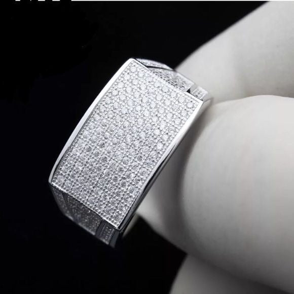 Solid Silver Micro Pave Square Ring
