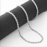 14K Solid White Gold Rope Chain 2MM