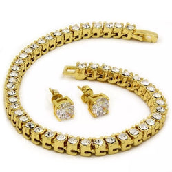 14K Gold Plated Earring And Bracelet Set