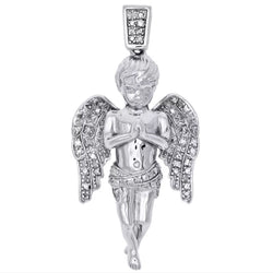Solid Silver And Real Diamond Angel Pendant