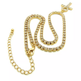 Iced Hip Hop Ankh Cross Pendant & 3mm 18" 1 Row Tennis Chain Fashion Necklace