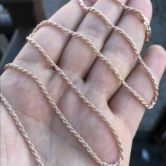 Solid 925 Rose Gold Rope Chain 2mm Multiple Lengths