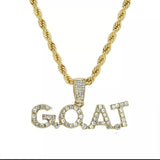 Cz G.O.A.T Pendant 24" Rope Chain Men's Hip Hop Style 18k Jewelry Necklace