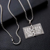 Vintage Silver Opening Bible Pendant With 24” Chain For Men & Women