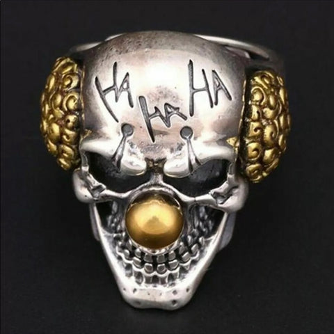 Alloy Gothic Punk Skull Head Clown Biker Finger Ring