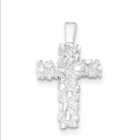 Sterling Silver Solid .925 Nugget Cross Pendant