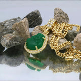 14K Gold Plated  Green Jade Buddha  Pendant&chain