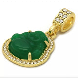 14K Gold Plated  Green Jade Buddha  Pendant&chain