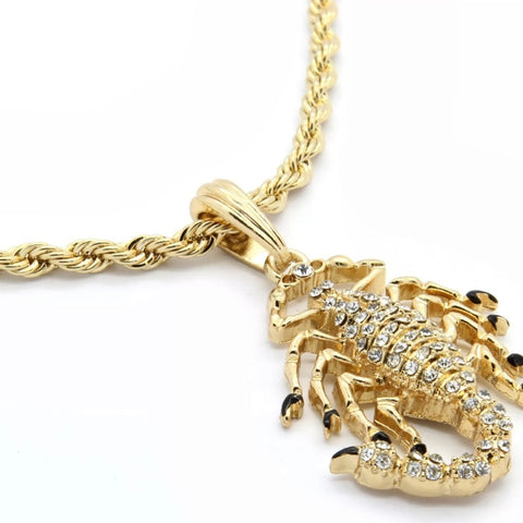 14k Gold Plated Scorpion Pendant & 24" Rope Chain