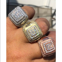 Mens Heavy Solid 925 Iced Out Diamond Ring NEW