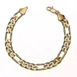 14K Gold Stamped Figaro Bracelet Plated Chain Set