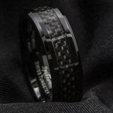 Men’s Tungsten Carbide Black Carbon Fiber Ring