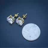 Real 925 Gold Plated Created Diamond Stud Earrings