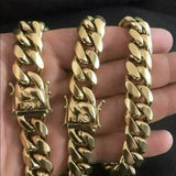 14K Heavy Miami Cuban Gold Plates Bracelet 14mm