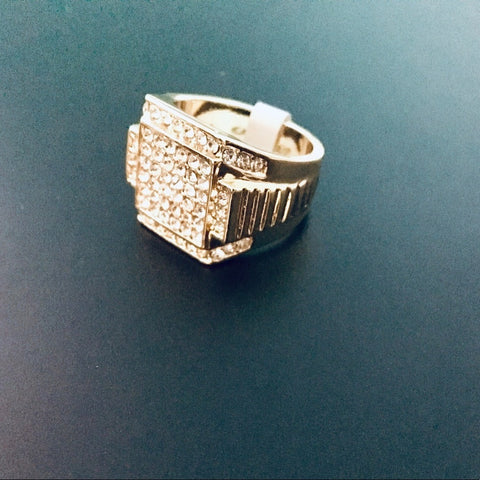 6 ROW SQUARE ICED OUT QUALITY CZ 14K Gold Ring