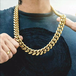 14K Gold Miami Cuban Chain 10MM 26” Stainless SS