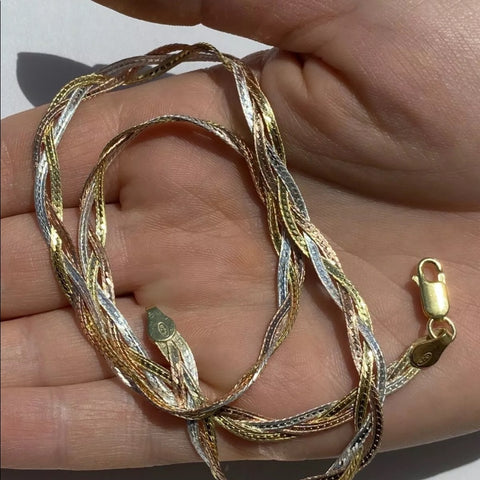 Leah Alexandra Fine Braided Herringbone Necklace 10k Yellow Gold | Blue  Ruby Jewellery, Canada | Herringbone necklace, Necklace, Braided necklace