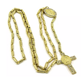 14K Gold Plated Created Diamond Rosary Necklace