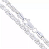 Solid Sterling Silver Rope Chain 4mm - Multiple Lengths Available