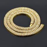 gold 30" tennis chain crystal 7mm fashion necklace mens womens