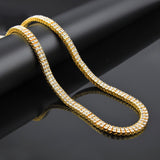 gold 30" tennis chain crystal 7mm fashion necklace mens womens