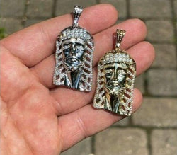 Real 925 Silver & Gold Iced Jesus Piece Pendant