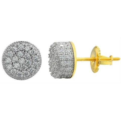Gold Real Vermeil 925 Round Diamond Earrings